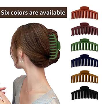 Sweilise Big matte hair Claw clips 4.3 Inch Nonslip Banana Hair Clamps Strong Hold for sthick hair,9...