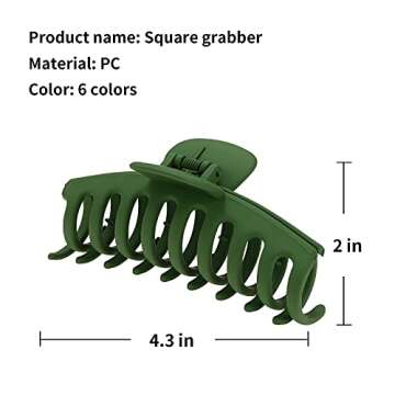 Sweilise Big matte hair Claw clips 4.3 Inch Nonslip Banana Hair Clamps Strong Hold for sthick hair,90's Fashion Hair Styling Accessories for Women and Girls,6 Colors Available