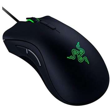 Razer DeathAdder Elite Gaming Mouse: 16,000 DPI Optical Sensor - Chroma RGB Lighting - 7 Programmable Buttons - Mechanical Switches - Rubber Side Grips - Matte Black