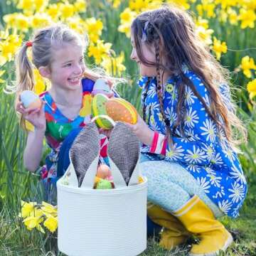 Easter Bunny Basket for Kids with Cute Rabbit Ears
