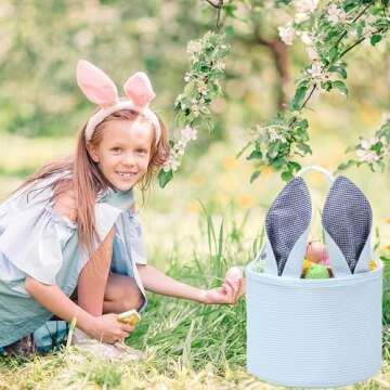 Easter Bunny Basket for Kids with Cute Rabbit Ears