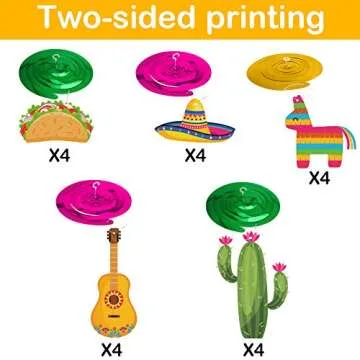 20Pcs Mexican Fiesta Hanging Swirl Decorations - Perfect for Fiesta Parties and More!