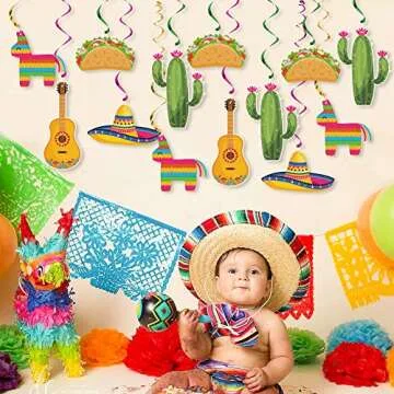 Mexican Fiesta Hanging Swirl Decorations for Celebrations
