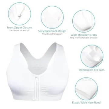 WANAYOU Women's Zip Front Sports Bra - Stylish & Comfortable 3 Pack