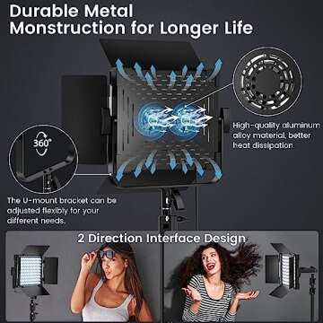 RGB Photography Video Lighting Kit, 2 Pack Bi-Color Energy-Saving LED Video Studio Lights with 2300k~8500k Dimmable CRI 97+ for Filming Camera Photo Recording Stage Shooting Streaming YouTube TikTok