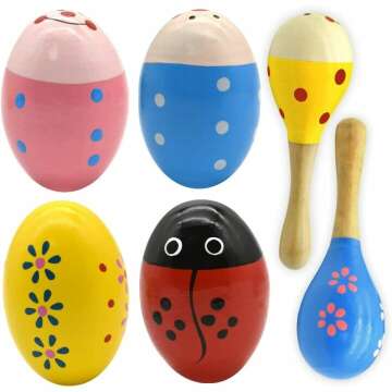 Wooden Easter Egg Maracas - Fun Musical Toys for Kids