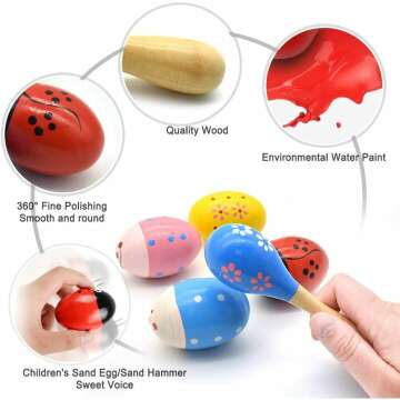 Wooden Easter Egg Maracas - Fun Musical Toys for Kids