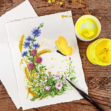 25 Sheets Watercolor Paper 300gsm Handmade Paper Sheets 8 x 6inch Deckled Edge Paper Rough/Textured ...