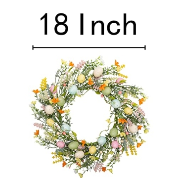 VGIA 18 inch Easter Wreath Spring Door Decor with Eggs