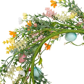VGIA 18 inch Easter Wreath Spring Door Decor with Eggs
