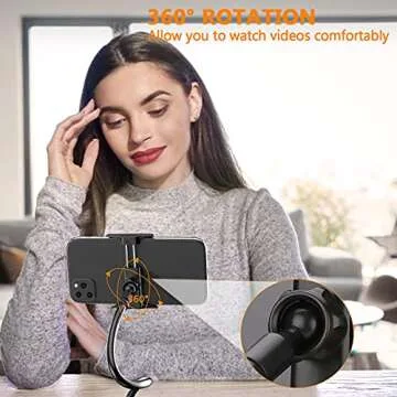 PEYOU Phone Holder for Bed, 【Widen Base】 Gooseneck Phone Holder for Desk, Flexible Sturdy Arm & 360 Adjustable Clamp Clip, Overhead Mount Stand, Compatible with iPhone 13 Pro 12 11, Galaxy S21 More