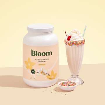 Bloom Nutrition Whey Isolate Protein Powder, Vanilla - Pure Iso Post Workout Recovery Drink Blend, S...