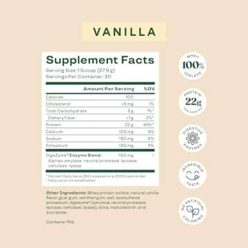 Bloom Nutrition Whey Isolate Protein Powder, Vanilla - Pure Iso Post Workout Recovery Drink Blend, Smoothie Mix with Digestive Enzymes for Gut Health - Low Carb, Keto & Zero Sugar Added