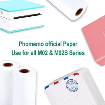 Phomemo Printer Paper for M02/M02 Pro/M02S/M03 Printer, Black Print on Yellow Blue Pink Label Printer Thermal Paper Non-Adhesive, 2.08 Inch x 26.2 Feet (53mm x 8m) for Photos, Planner, Note, 3 Rolls
