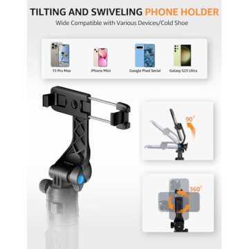 Selfie Stick Tripod, Lusweimi 63” Professional Phone Tripod with Wireless Remote, Portable Travel ...