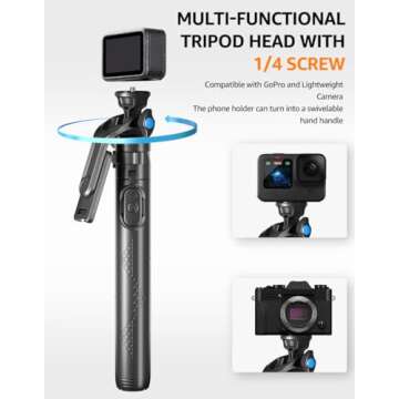 Selfie Stick Tripod, Lusweimi 63” Professional Phone Tripod with Wireless Remote, Portable Travel Tripod Stand Compatible with iPhone Android for Selfie/Video Recording/Live Streaming/Vlogging