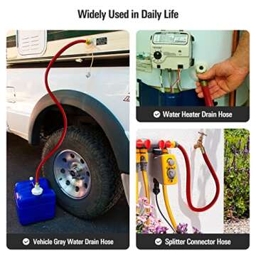 Solution4Patio Garden Short Hose 3/4 in. x 10 ft. Male/Female Lead-in Hose, No Leaking, High Water Pressure Solid Brass Fitting for Water Softener,Dehumidifier,Vehicle Water Filter 12 Year Warranty