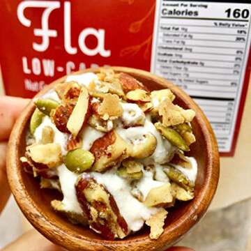 Keto Granola Fla Low Carb Cereal with Cinnamon & Pecans - Vegan, Sugar & Grain Free Trail Mix Nut Sn...