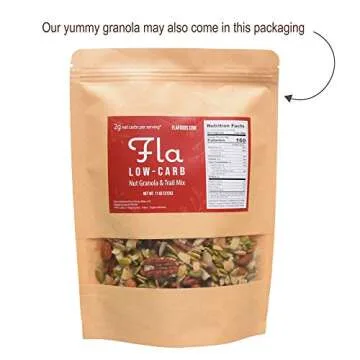 Keto Granola Fla Low Carb Cereal with Cinnamon & Pecans - Vegan, Sugar & Grain Free Trail Mix Nut Snacks, Ketogenic Diet Friendly, Healthy Snack & Breakfast Food - 11oz bag (11 servings)