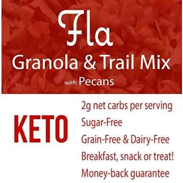 Keto Granola Fla Low Carb Cereal with Cinnamon & Pecans - Vegan, Sugar & Grain Free Trail Mix Nut Snacks, Ketogenic Diet Friendly, Healthy Snack & Breakfast Food - 11oz bag (11 servings)