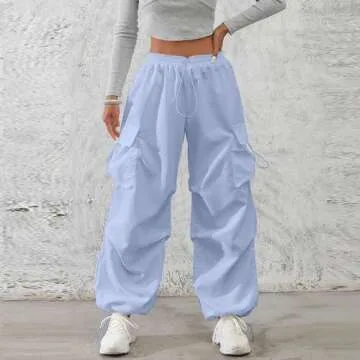 Wide Leg Pants Woman Baggy Cargo Pants Women Relaxed Fit High Waisted Parachute Pants with Pockets L...