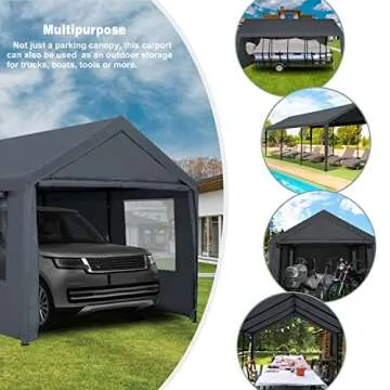 NOWENSOL Carport Canopy 10x20ft Heavy Duty with Removable Sidewalls & Doors, Portable Car Port Garage Shelter for Boat, Party, Outdoor Camping Tent, UV Resistant