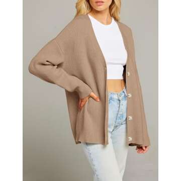 MEROKEETY Women's Casual Fall Long Sleeve Boyfriend Cardigan - Cozy & Chic