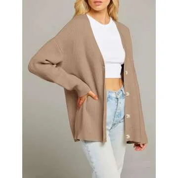 MEROKEETY Women's Casual Fall Long Sleeve Boyfriend Cardigan - Cozy & Chic