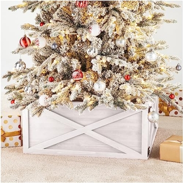 Glitzhome Wooden Tree Collar Elegant Holiday Decor