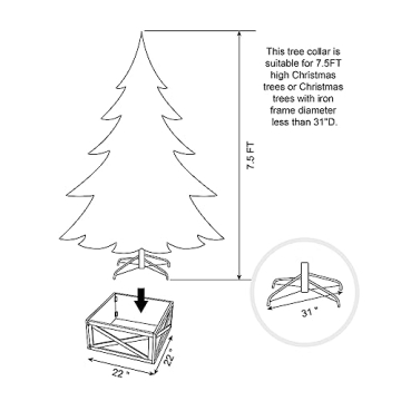 Glitzhome Wooden Tree Collar Elegant Holiday Decor