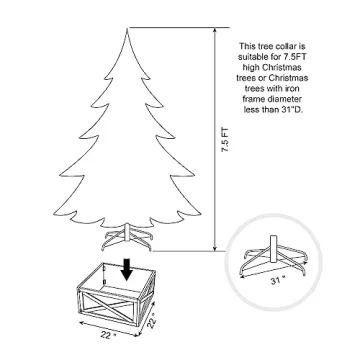 Glitzhome Wooden Tree Collar Elegant Holiday Decor