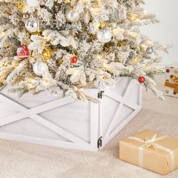 Glitzhome Wooden Tree Collar Elegant Holiday Decor
