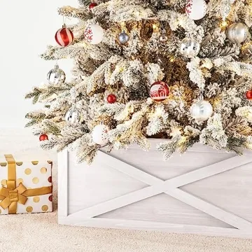 Glitzhome Wooden Tree Collar Elegant Holiday Decor