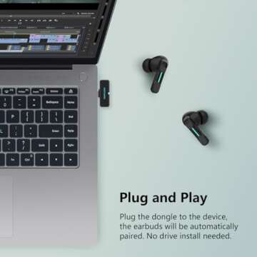 FEDIKER SW4 Wireless Earbuds for PC/Computer/Laptop/Mobile - Dongle & Bluetooth - 30ms Low Latency -...