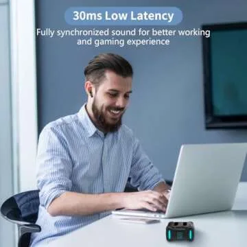 FEDIKER SW4 Wireless Earbuds for PC/Computer/Laptop/Mobile - Dongle & Bluetooth - 30ms Low Latency - 4 Mics PC Earbuds – Gaming - Work Headset - Work Headphones – Hidden Earbuds for Work Office