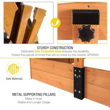 Aivituvin Kids Sand Boxes with Canopy Sandboxes with Covers Foldable Bench Seats, Children Outdoor Wooden Playset - Upgrade Retractable Roof (47x47Inch)