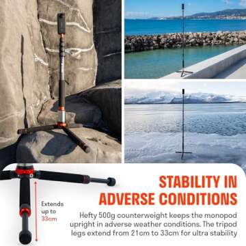 Best360 Monopod Pro Carbon Fiber Edition 2 in 1 360 Camera and Phone Stand (Heavy Duty Tripod for Virtual Tours, VR Filmmaking, Travel Vlogs)