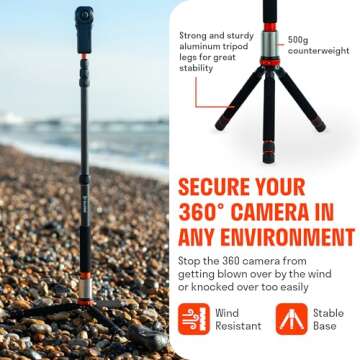 Best360 Monopod Pro Carbon Fiber Edition 2 in 1 360 Camera and Phone Stand (Heavy Duty Tripod for Virtual Tours, VR Filmmaking, Travel Vlogs)