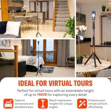 Best360 Monopod Pro Carbon Fiber Edition 2 in 1 360 Camera and Phone Stand (Heavy Duty Tripod for Virtual Tours, VR Filmmaking, Travel Vlogs)