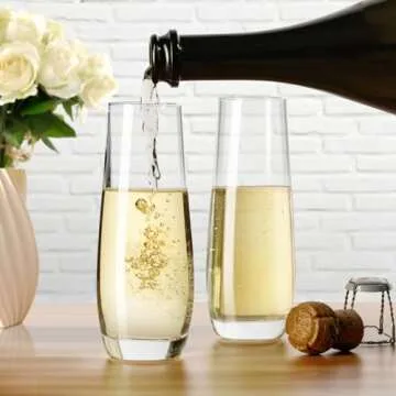 PARACITY Stemless Champagne Flutes Elegant Gift Set
