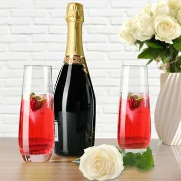 PARACITY Stemless Champagne Flutes Elegant Gift Set