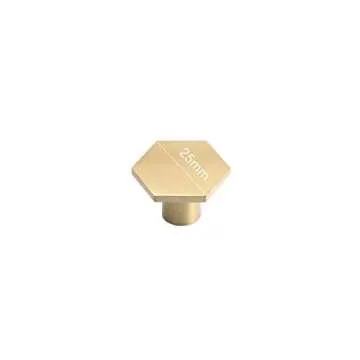Solid Brass Hexagon Kitchen Cabinet Knobs and Pulls Gold Drawer Dresser Furniture Cupboard Door Pull Handles Hardware (S 18x25mm,4)