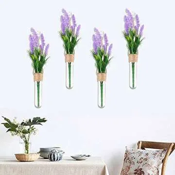 ARTORA Plant Propagation Hanging Glass Planter Terrarium Wall Mounted Decorative Flower Vase Hydroponic Plant Cultivation Test Tube for Home Office Decor (4PCS) Transparent