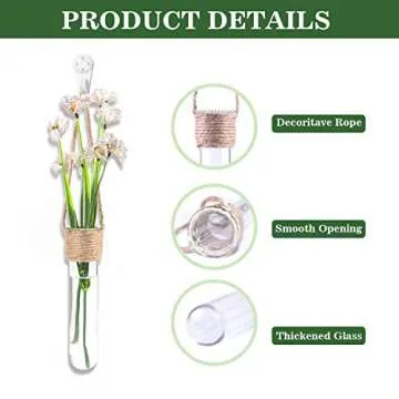ARTORA Plant Propagation Hanging Glass Planter Terrarium Wall Mounted Decorative Flower Vase Hydroponic Plant Cultivation Test Tube for Home Office Decor (4PCS) Transparent
