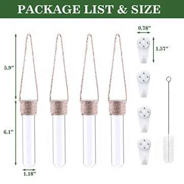 ARTORA Plant Propagation Hanging Glass Planter Terrarium Wall Mounted Decorative Flower Vase Hydroponic Plant Cultivation Test Tube for Home Office Decor (4PCS) Transparent