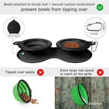 WINSEE Collapsible Dog Bowls with Mat for Travel