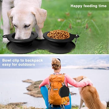 WINSEE Collapsible Dog Bowls with Mat for Travel