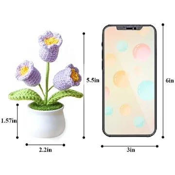 Handmade Knitted Bell Orchid Flowers for Car Decor