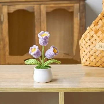 Handmade Knitted Bell Orchid Flowers for Car Decor