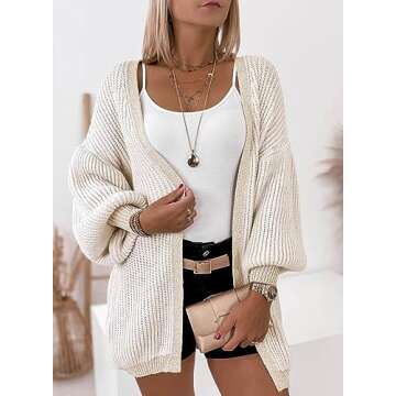 Dokotoo Lightweight Fall Cardigan for Women Womens Fall Fashion 2023 Clothes Oversized Long Sleeve Chunky Women's Cardigans Crochet Knit Women Cardigan Tops Dressy Folklore Cardigan Light Cardigan